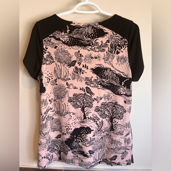 Ricki’s woman’s blouse pullover top polyester spandex pink birds flowers tree - Picture 2 of 9